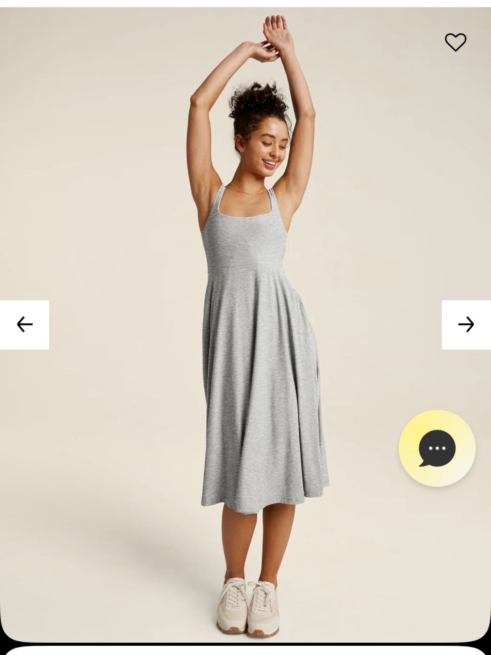 Beyond Yoga Light Gray Square-Neck Midi Dress
